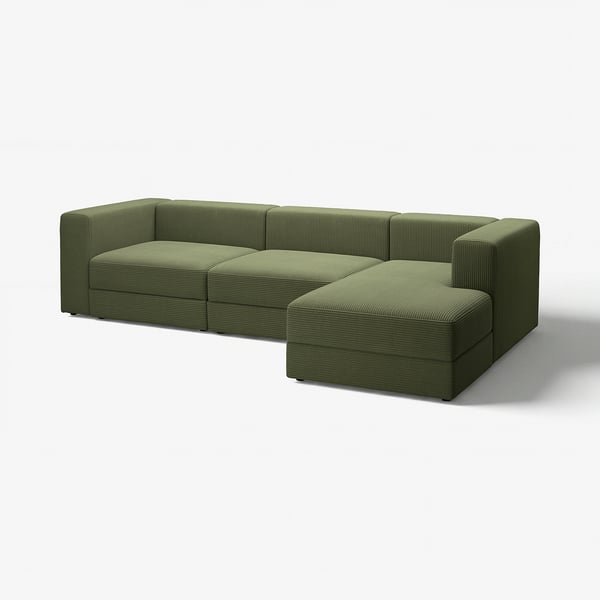 JÄTTEBO Divano comp 4 posti/chaise-longue, destro/Samsala giallo scuro-verde