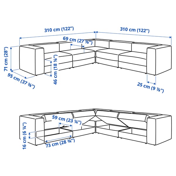JÄTTEBO Divano componibile angolare 6 posti, Johanneshov marrone-beige