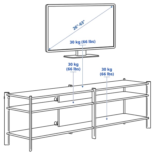 JÄTTESTA Mobile TV, bianco/bambù chiaro, 160x40x49 cm