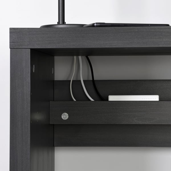 KALLAX / ELDBERGET Scrivania e sedia, marrone-nero/grigio scuro nero