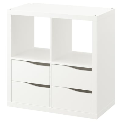 KALLAX Scaffale, con 4 cassetti ondulato/bianco, 77x77 cm