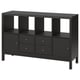 KALLAX Scaffale con base, con 2 ante/4 cassetti/marrone-nero, 147x94 cm