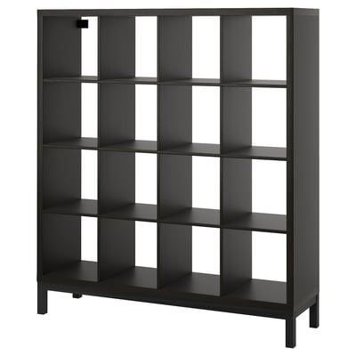 KALLAX Scaffale con base, marrone-nero/nero, 147x164 cm