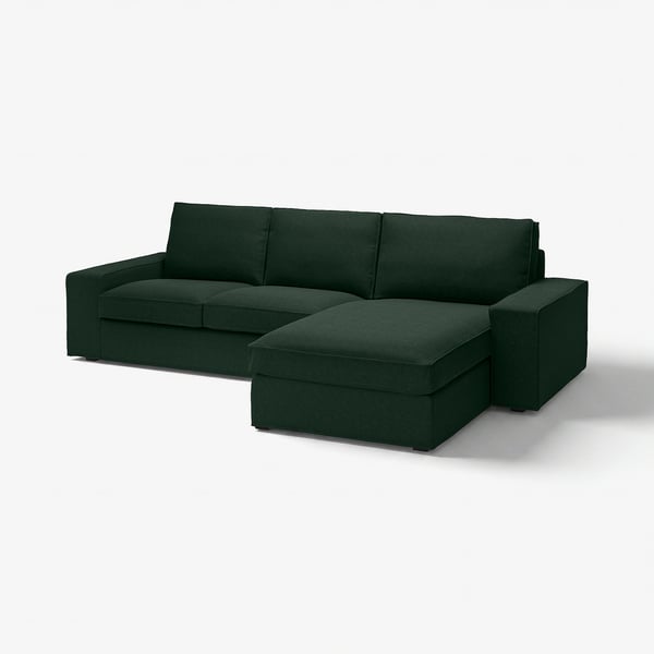 KIVIK Divano a 3 posti con chaise-longue, Tallmyra verde scuro