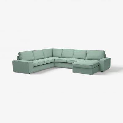 KIVIK Divano angol 5 posti/chaise-longue, Tallmyra verde chiaro