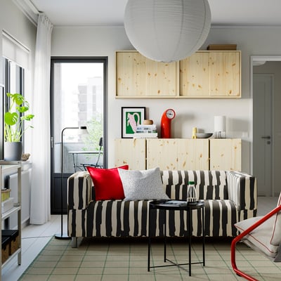 KLIPPAN Divano a 2 posti, Grimsmåla nero/beige