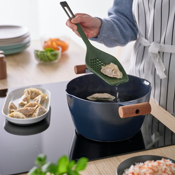 KNORRHANE Utensile cucina multiuso, verde scuro/antracite, 34 cm