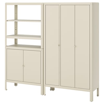 KOLBJÖRN Scaffale con 2 mobili, beige/da esterno per interni, 171x37x161 cm