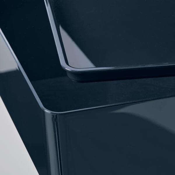 KUGGIS Contenitore con coperchio, blu-nero, 18x26x8 cm