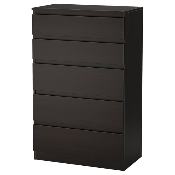 KULLEN Cassettiera con 5 cassetti, marrone-nero, 70x40x112 cm