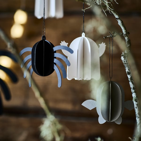 KUSTFYR Set di 3 decorazioni da appendere, forme varie