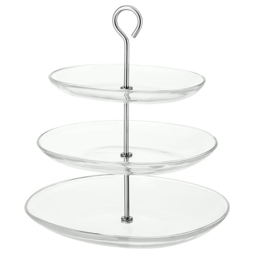 KVITTERA Alzata a 3 piani, vetro trasparente/inox