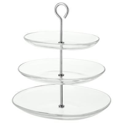 KVITTERA Alzata a 3 piani, vetro trasparente/inox