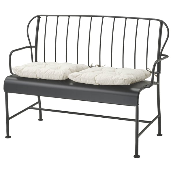 LÄCKÖ Divano a 2 posti da esterno, grigio/Kuddarna grigio chiaro-beige