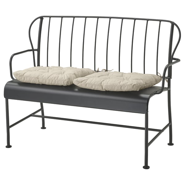 LÄCKÖ Divano a 2 posti da esterno, grigio/Kuddarna grigio chiaro-beige