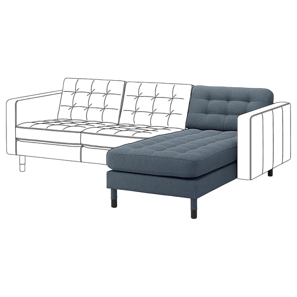 LANDSKRONA Chiase-longue, elemento supplem., Gunnared blu/legno/nero