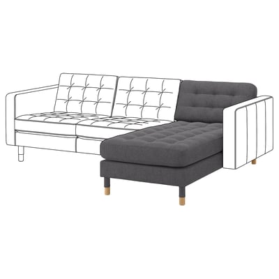 LANDSKRONA Chiase-longue, elemento supplem., Gunnared grigio scuro/legno