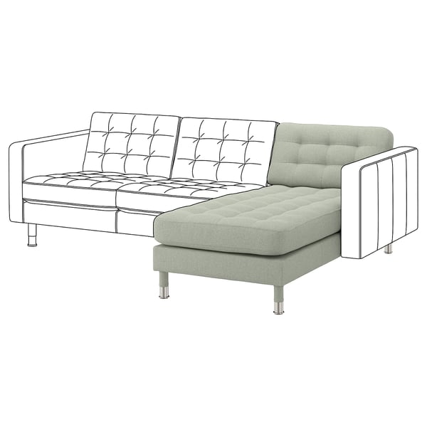 LANDSKRONA Chiase-longue, elemento supplem., Gunnared verde chiaro/metallo
