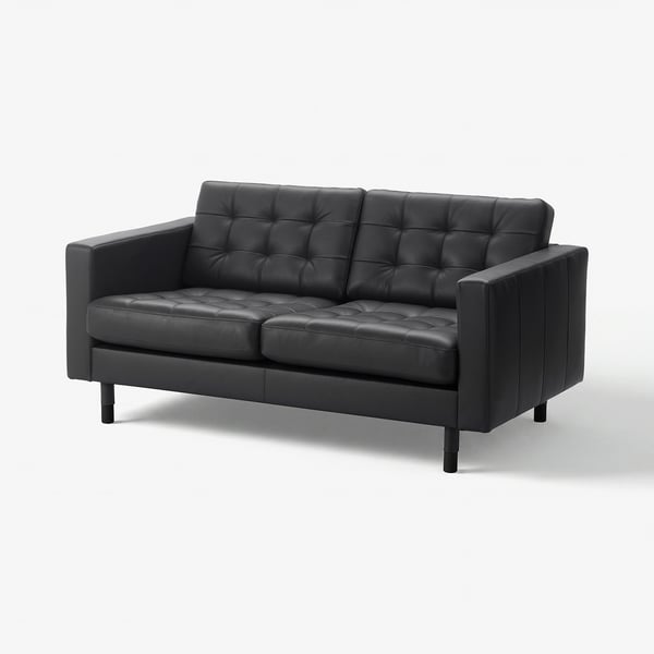 LANDSKRONA Divano a 2 posti, Grann/Bomstad nero/legno/nero