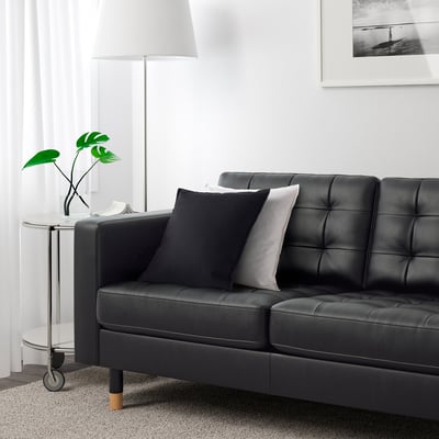 LANDSKRONA Divano a 2 posti, Grann/Bomstad nero/legno