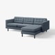 LANDSKRONA Divano a 3 posti con chaise-longue, Gunnared blu/legno/nero