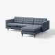 LANDSKRONA Divano a 3 posti, con chaise-longue/Gunnared blu/metallo