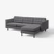LANDSKRONA Divano a 3 posti con chaise-longue, Gunnared grigio scuro/legno/nero