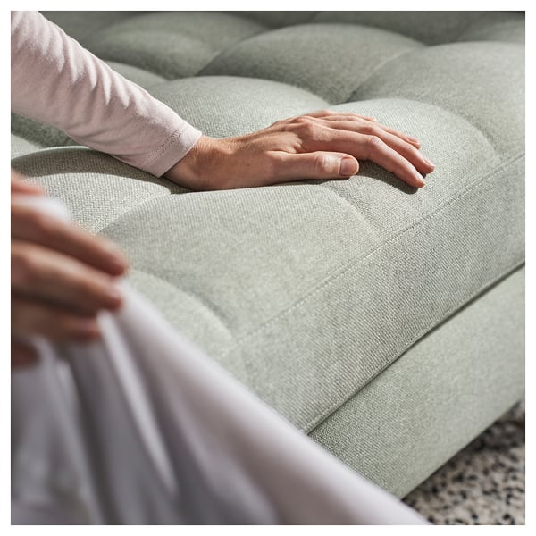 LANDSKRONA Divano a 3 posti, con chaise-longue/Gunnared verde chiaro/metallo