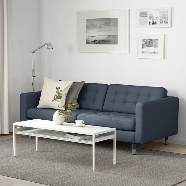 LANDSKRONA Divano a 3 posti, Gunnared blu/metallo