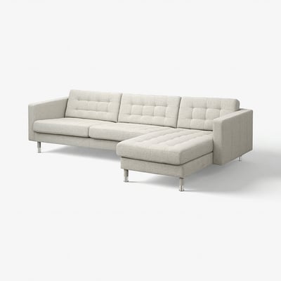 LANDSKRONA Divano a 4 posti con chaise-longue, Gunnared beige/metallo