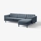 LANDSKRONA Divano a 4 posti con chaise-longue, Gunnared blu/legno/nero