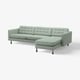 LANDSKRONA Divano a 4 posti con chaise-longue, Gunnared verde chiaro/legno/nero