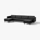 LANDSKRONA Divano a 5 posti con chaise-longue, Grann/Bomstad nero/legno/nero