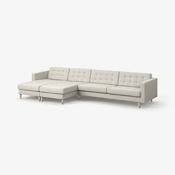 LANDSKRONA Divano a 5 posti, con chaise-longue Gunnared/beige legno