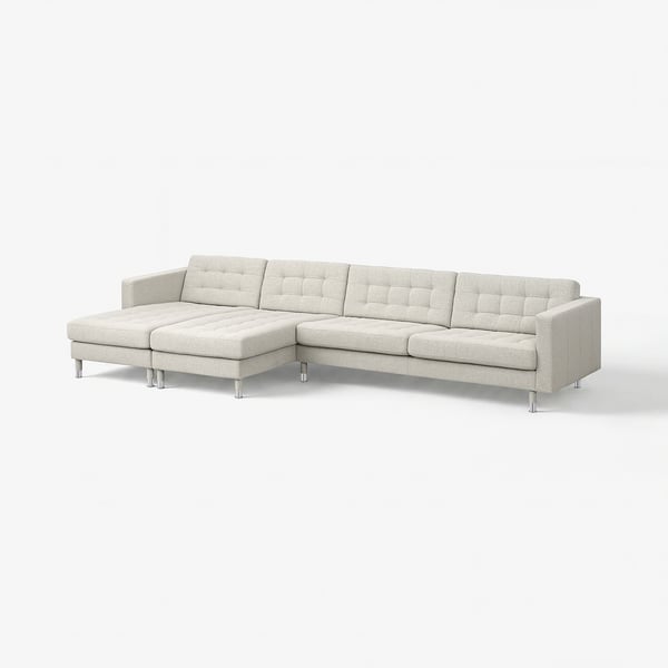 LANDSKRONA Divano a 5 posti, con chaise-longue Gunnared/beige metallo