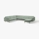 LANDSKRONA Divano angolare a 6 posti, con chaise-longue/Gunnared verde chiaro/legno