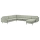 LANDSKRONA Divano angolare a 6 posti, con chaise-longue/Gunnared verde chiaro/metallo
