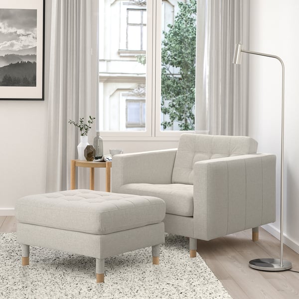 LANDSKRONA Poggiapiedi, Gunnared beige/legno