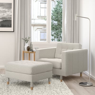 LANDSKRONA Poggiapiedi, Gunnared beige/legno