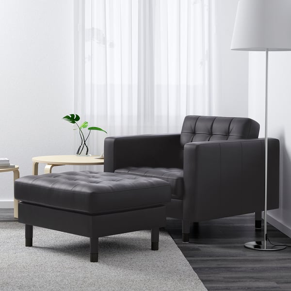 LANDSKRONA Poltrona, Grann/Bomstad nero/legno/nero