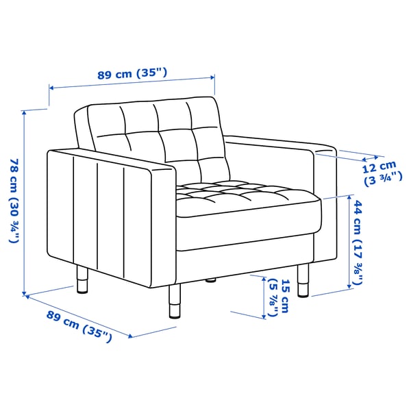 LANDSKRONA Poltrona, Gunnared blu/legno