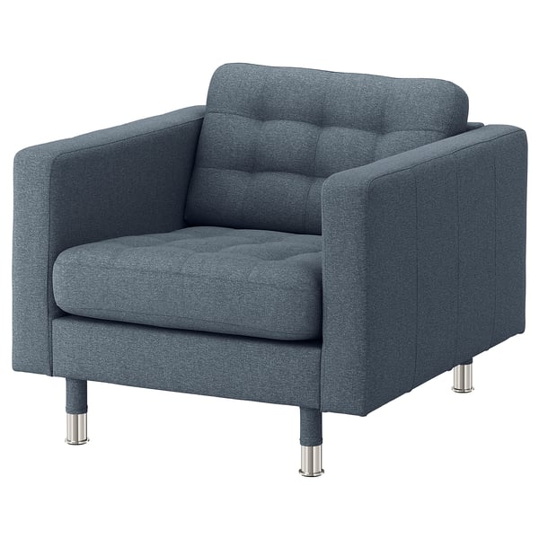 LANDSKRONA Poltrona, Gunnared blu/metallo