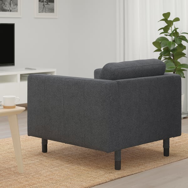 LANDSKRONA Poltrona, Gunnared grigio scuro/legno/nero