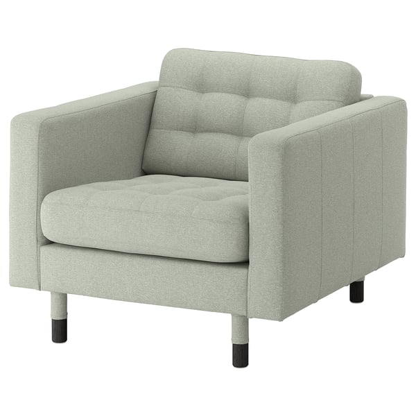 LANDSKRONA Poltrona, Gunnared verde chiaro/legno/nero