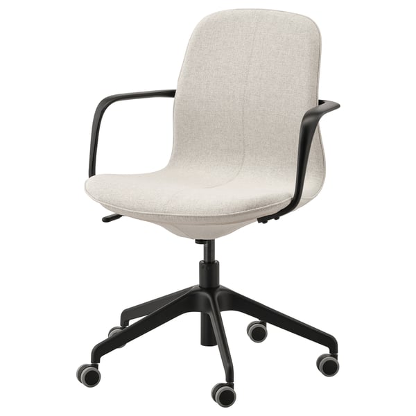 LÅNGFJÄLL Sedia per riunioni con braccioli, Gunnared beige/nero