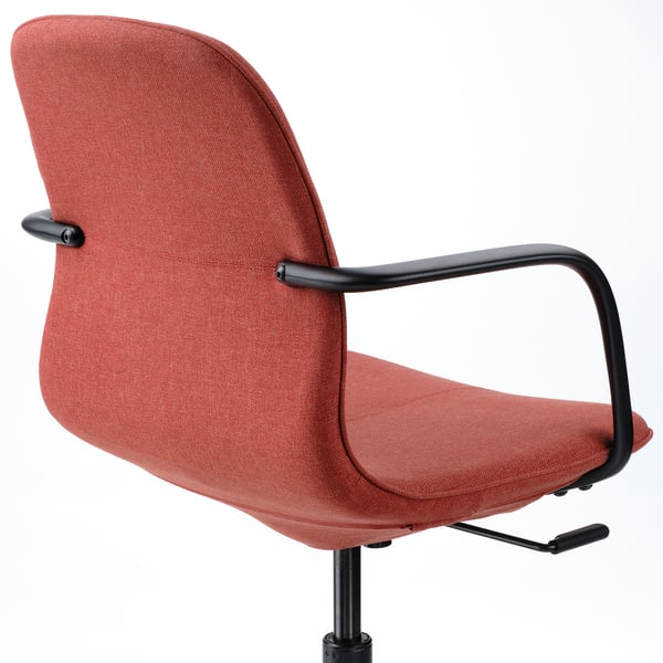 LÅNGFJÄLL Sedia per riunioni con braccioli, Gunnared rosso-arancione/nero