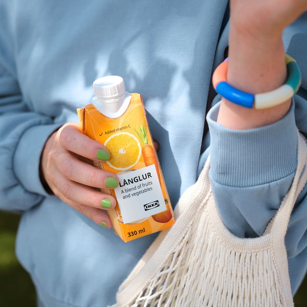 LÅNGLUR Smoothie alla frutta e verdura, arancione/con aggiunta di vitamina C, 330 ml