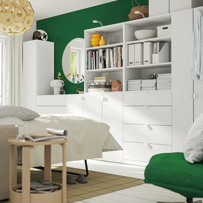 LASTARE Combinazione di mobili, bianco, 380x42x201 cm