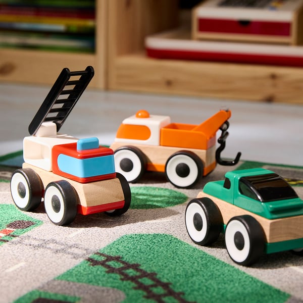 LILLABO Veicolo, set 3 pezzi, camion dei pompieri auto sportiva/carro attrezzi multicolore