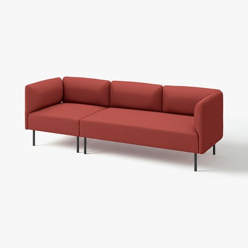 LILLEHEM Divano a 3 posti componibile, Gunnared/marrone-rosso metallo